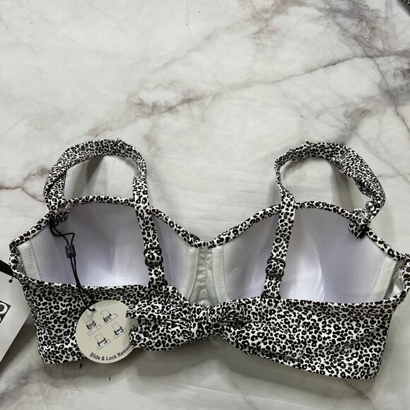 Coco Reef Underwire Bra Bikini Bandeau Top Size 32/34D Brown Animal Convertible - Picture 4 of 6